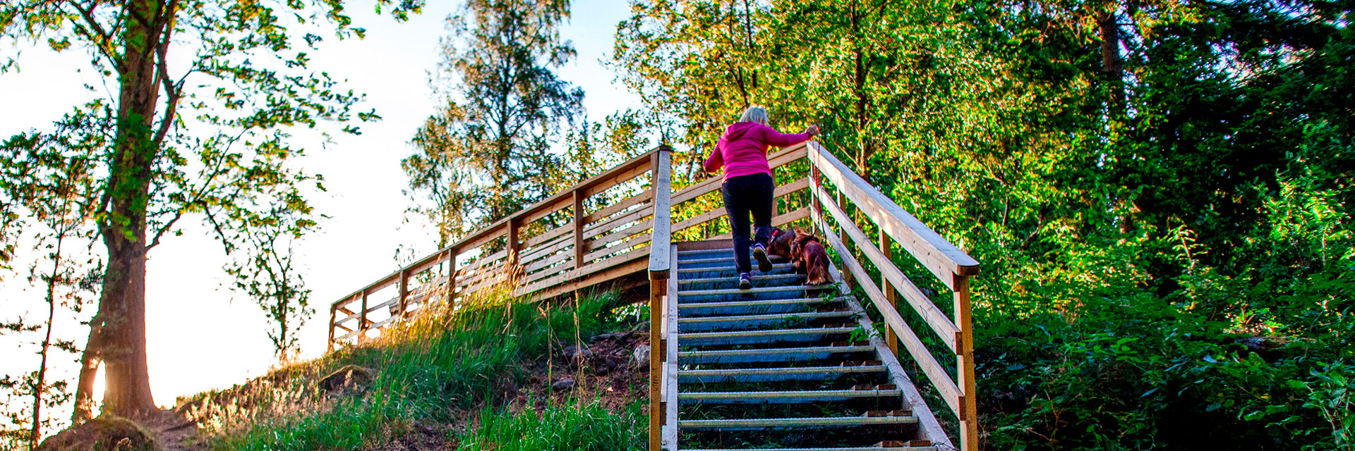 Woman climbing.