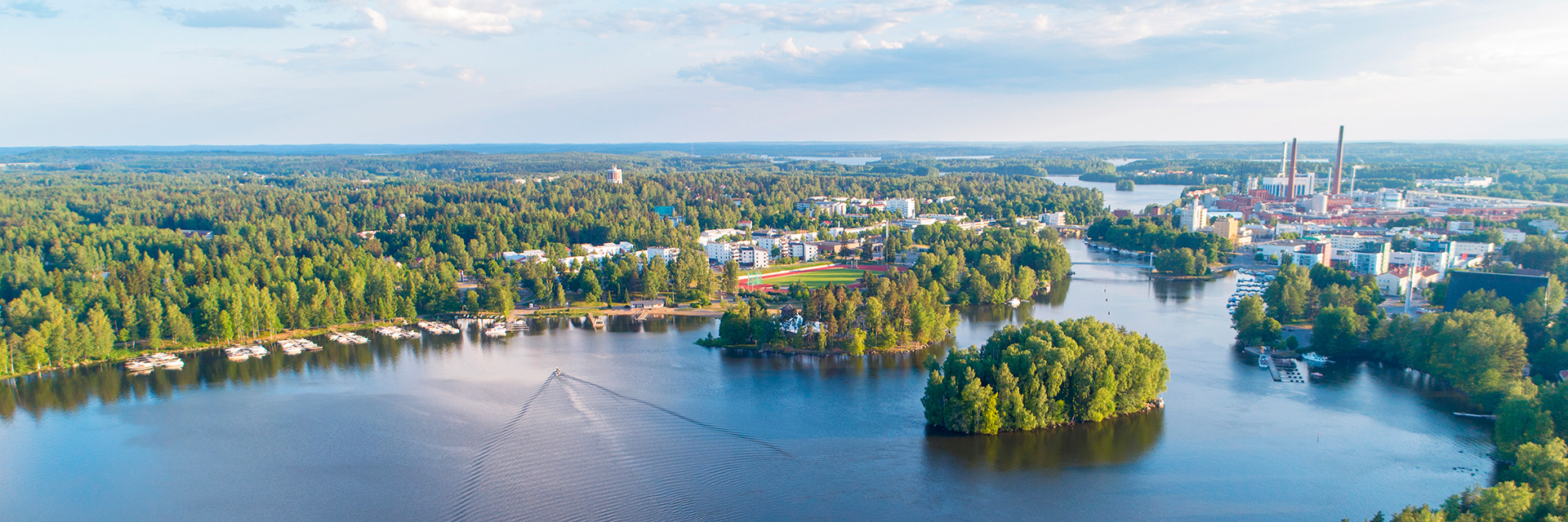 ilmakuva Valkeakosken keskustasta.