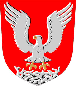 Sääksmäki-seuran logokuva, jossa iso kotka punaisella taustalla.