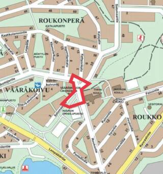 Kuvassa suunnittelualue rajattu opaskartalle.