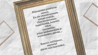 Tekstiä valokuvaraameissa.