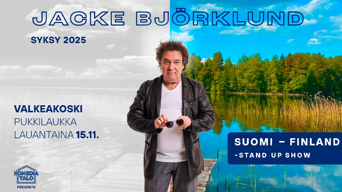 Jacke Björklundin stand up show -juliste.