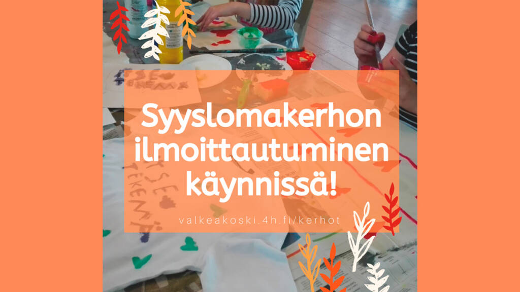 4H:n syyslomakerhon mainoskuva alakoululaisille.