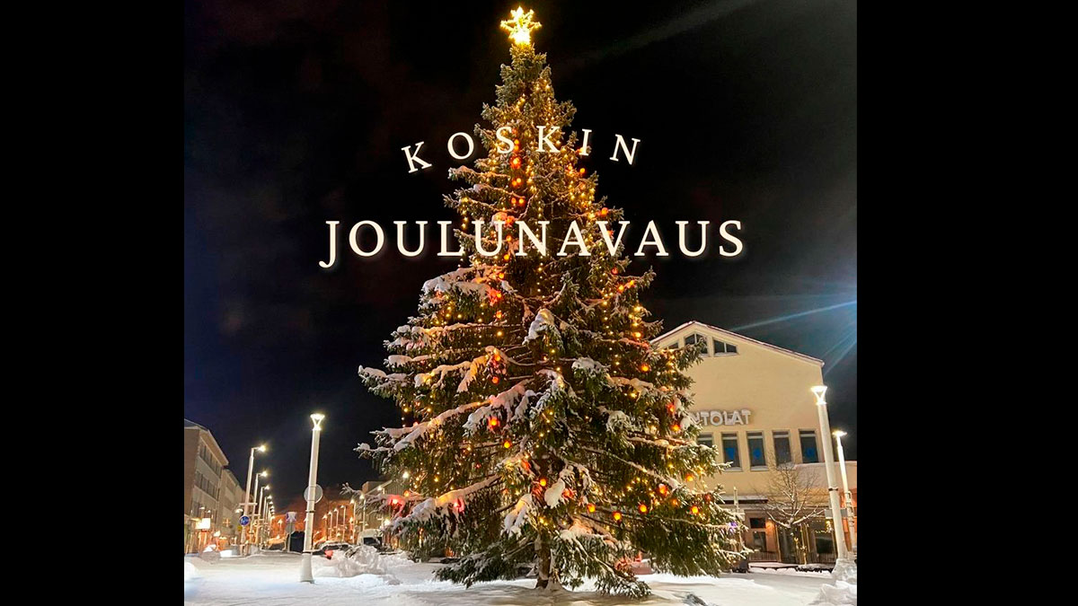 Valaistu joulukuusi.