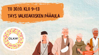 Graafisessa kuvassa ihmisiä, Olka-logo ja tapahtuman aika- sekä paikkatiedot.