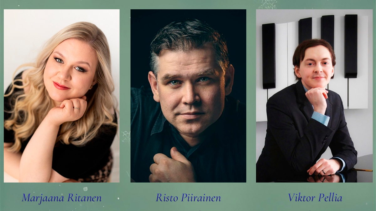 Kuvassa esiintyjät: Marjaana Ritanen, sopraano, Risto Piirainen, tenori, Viktor Pellia, piano.