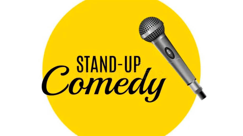 piirretty mikrofoni ja teksti "Stand-up Comedy".