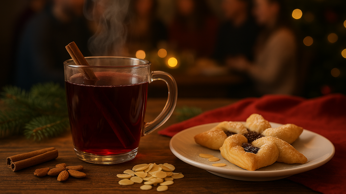 Glögilasi ja joulutorttu.