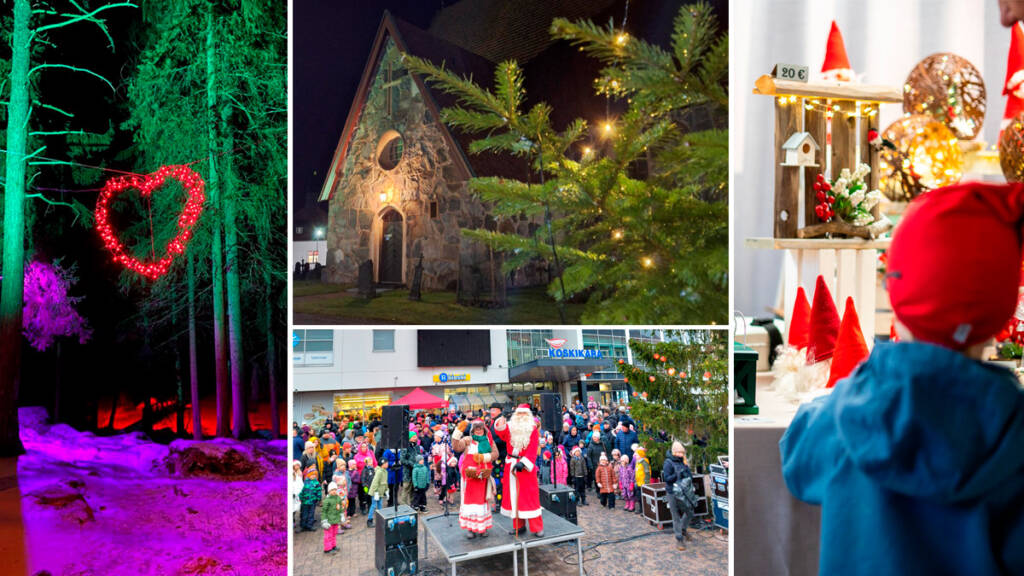 Kuvakollaasi, missä jouluisia tapahtumia Valkeakoskella.
