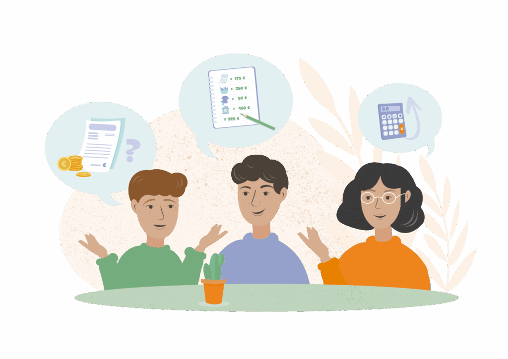 Piirretty kuva ihmisistä.