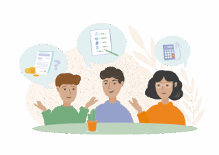 Piirretty kuva ihmisistä.