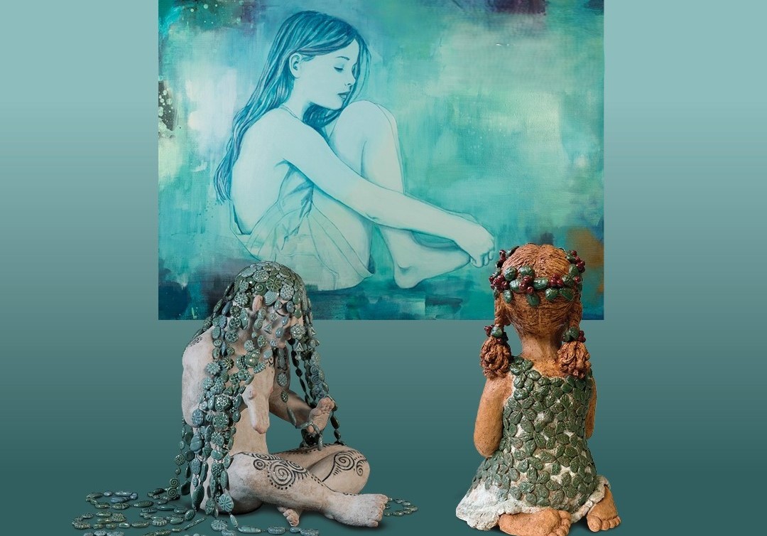 Sinisävyinen taideteos.