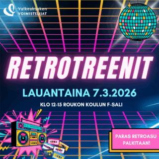 Valkeakosken Voimistelijoiden Retrotreenit -mainos.