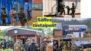Säres tiistaipelien mainos, jossa kuvakollaasi airsoft-peleistä ja tekstissä SäRes tiistaipelit.