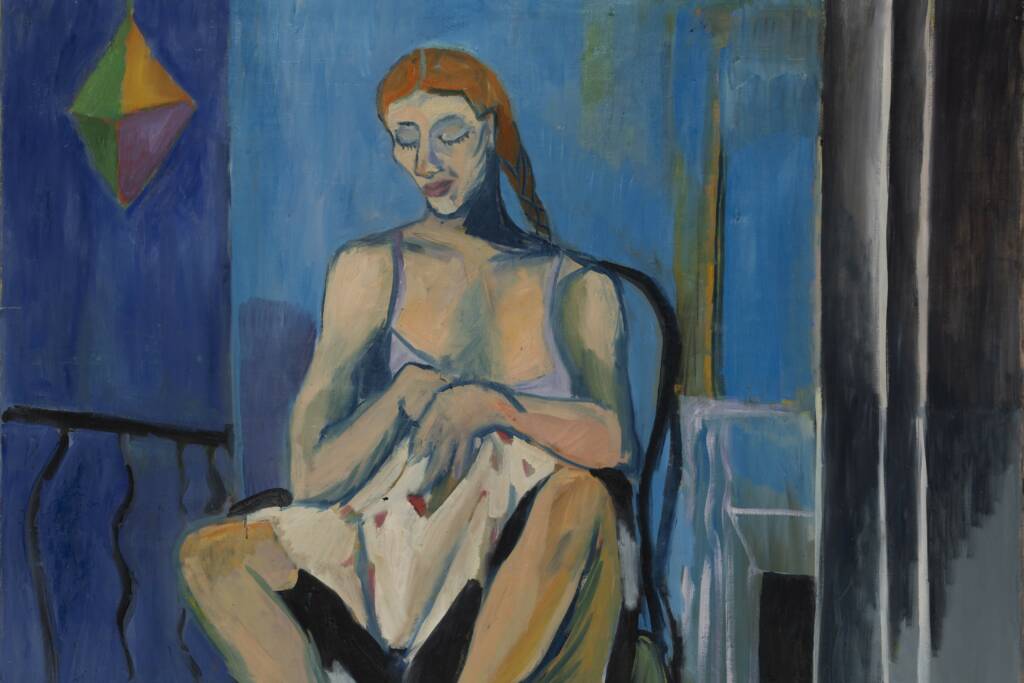 Leena Luostarisen maalaus, jossa on nainen.