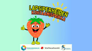 Lapsiperheiden kohtaamispaikka-toiminnan mansikkalogo.