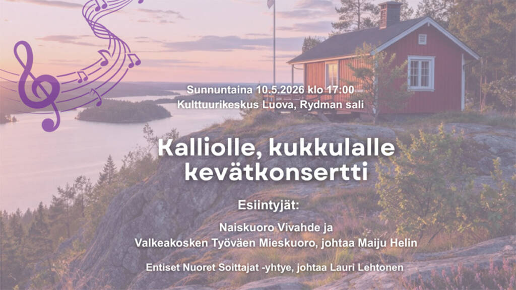 Kalliolle, kukkulalle kevätkonsertin mainos.
