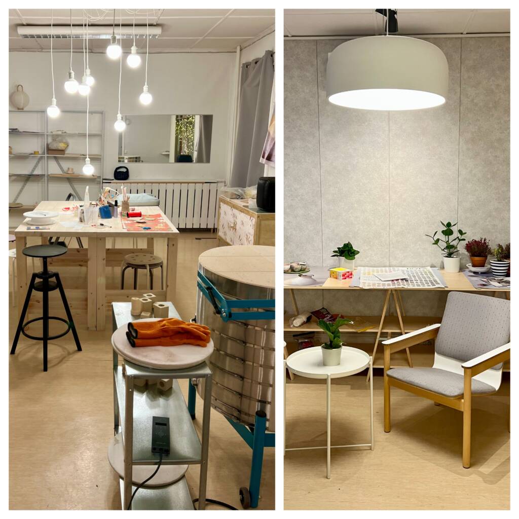 Kaksi erillistä huonetta kalustettuna.