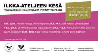 Ilkka-ateljeen kesän 2026 näyttelyiden mainos.