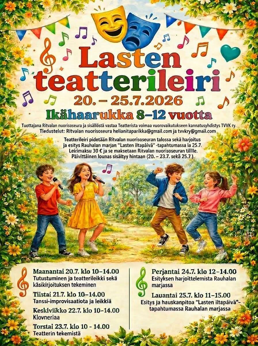 Lasten teatterileirin mainos.