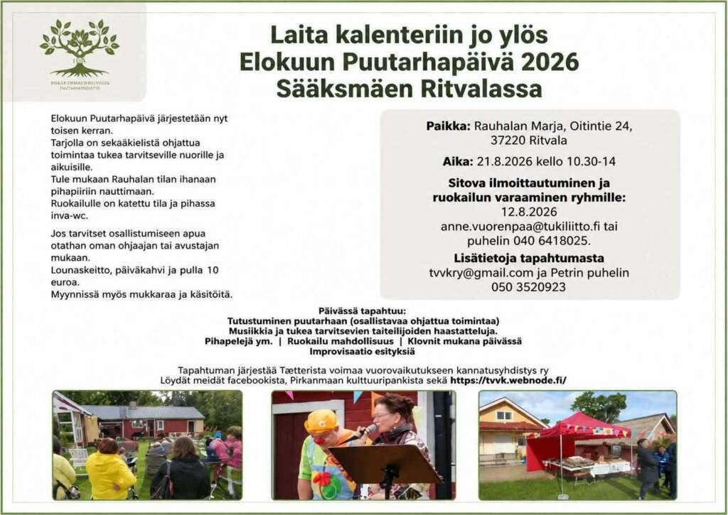 Päivä puutarhassa, erityisestä tuesta hyötyville -mainos.