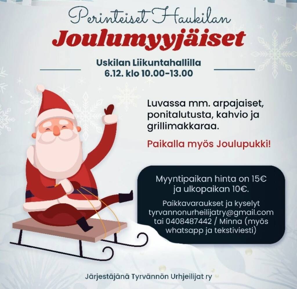 Haukilan joulumyyjäisten mainos.