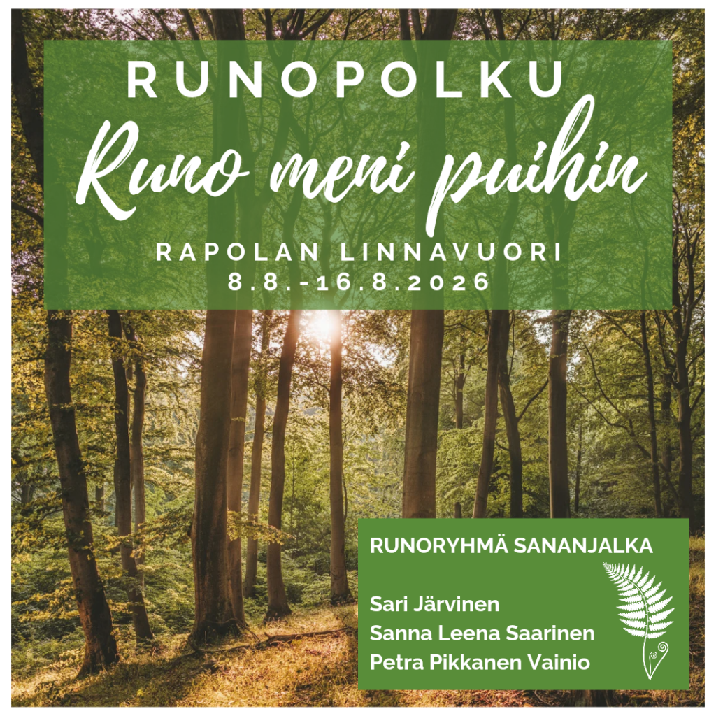 Runo meni puihin, runopolku -mainos.