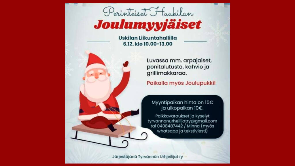Haukilan joulumyyjäisten mainos.