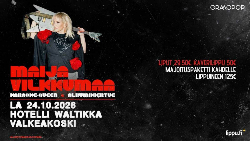 Laulaja Maija Vilkkumaan mainos.