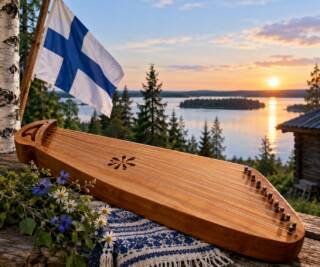 Kantele järvenrannalla.