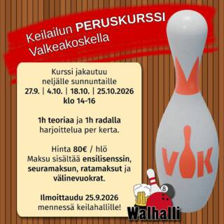 Keilahallin tapahtuman tietoja ja piirretty keila.
