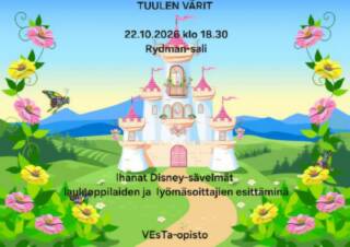 Graafinen piirretty kuva, jossa prinsessalinna.